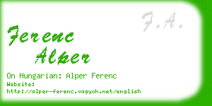 ferenc alper business card